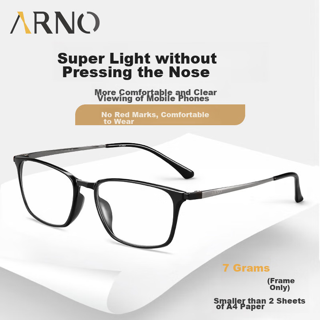 Очки для чтения ARNO FOCUS ON YOUR EYES для мужчин, с высокой четкостью изображения, защитой от синего света, импортной титановой оправой, сверхлегкие и гибкие, для коррекции пресбиопии, модель A1017Q, угол обзора 300 градусов. - изображение 3