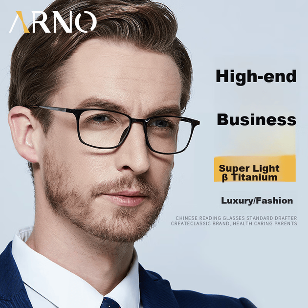 Очки для чтения ARNO FOCUS ON YOUR EYES для мужчин, с высокой четкостью изображения, защитой от синего света, импортной титановой оправой, сверхлегкие и гибкие, для коррекции пресбиопии, модель A1017Q, угол обзора 300 градусов. - изображение 9