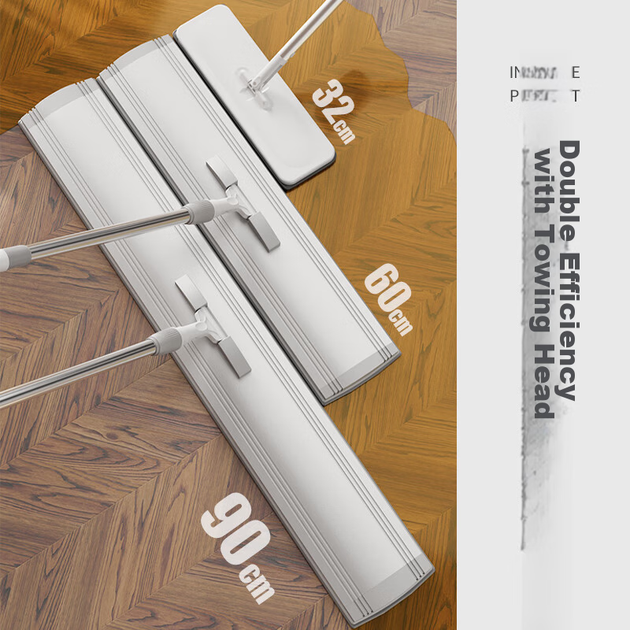 Швабра для уборки плоская профессиональная коммерческая Jiabangshou (Joybos) White-Grey 90 см + 4 салфетки - изображение 10