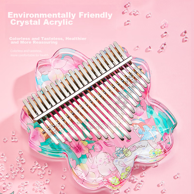 Калимба Qiangu с 21 клавишей, акриловое пианино с мультяшным рисунком, детский музыкальный инструмент, подарок на Рождество и день рождения. - изображение 3