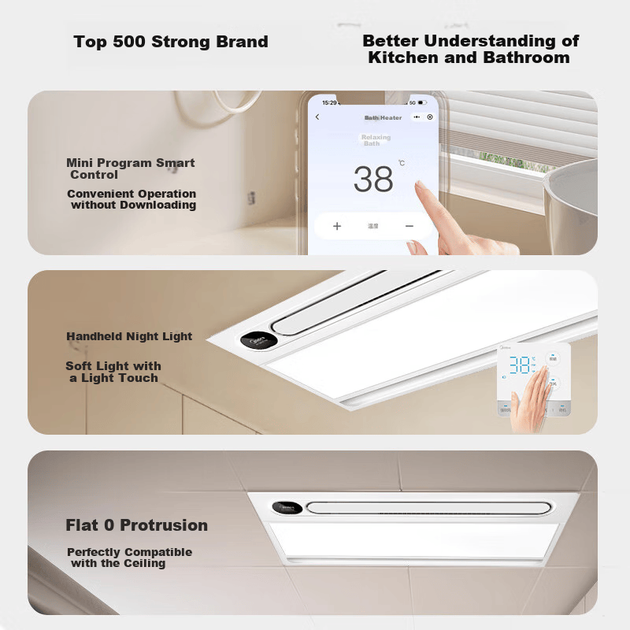 Обогреватель для ванной комнаты Midea Cloud Sail Series со встроенными функциями обогрева, вентиляции и освещения, а также ионизацией отрицательными ионами (Y20P). - изображение 5