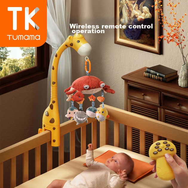 Колокольчик для детской кроватки Tumama, игрушка для малышей от 0 до 1 года, подарочная коробка для новорожденных, успокаивающий прикроватный колокольчик для младенца, подарок на новорожденного в полнолуние. - зображення 4