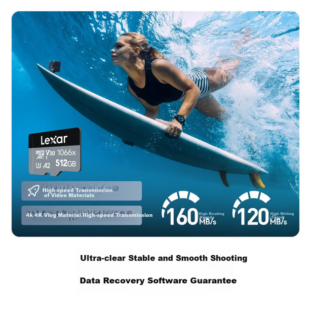 Карта памяти Lexar 1066x microSDXC 512GB UHS-I U3 V30 A2 (LMS1066512G-BNNNC) - Фото 3 Карта памяти Lexar 1066x microSDXC 512GB UHS-I U3 V30 A2 (LMS1066512G-BNNNC) - изображение 3