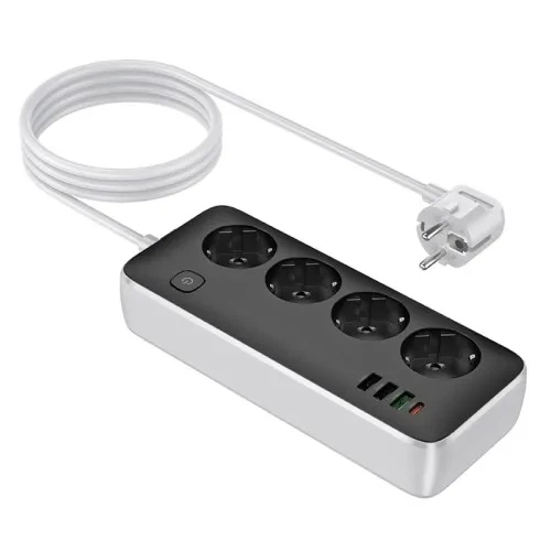 Сетевой удлинитель HOCO AC22 Sunlight 4 розетки + USB/Type-C PD30W 3M Black - изображение 4