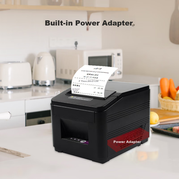 Термопринтер чеков Gprinter GP-L80180I 80 мм, последовательный порт + USB, для ресторанов, отелей, супермаркетов, магазинов чая с шариками, кассовых аппаратов, с автоматическим резаком для бумаги и лезвием. - изображение 2