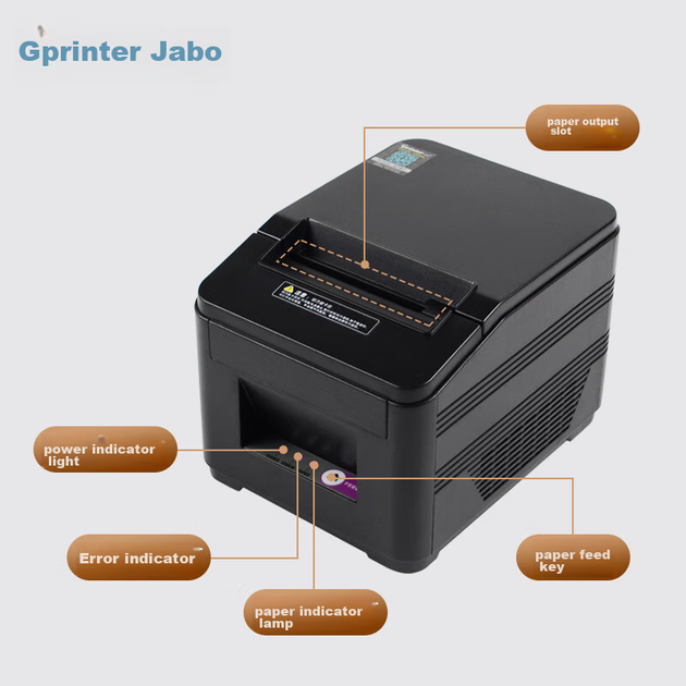 Термопринтер чеков Gprinter GP-L80180I 80 мм, последовательный порт + USB, для ресторанов, отелей, супермаркетов, магазинов чая с шариками, кассовых аппаратов, с автоматическим резаком для бумаги и лезвием. - изображение 4
