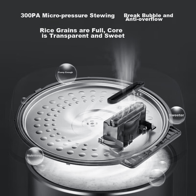 Рисоварка Midea Thin V серії для 4-5 осіб, електрична рисоварка з підігрівом IH для домашнього використання, велика місткість 4 л, розумне резервування, антипригарна внутрішня каструля, рисоварка на пару FB40S701 - изображение 8