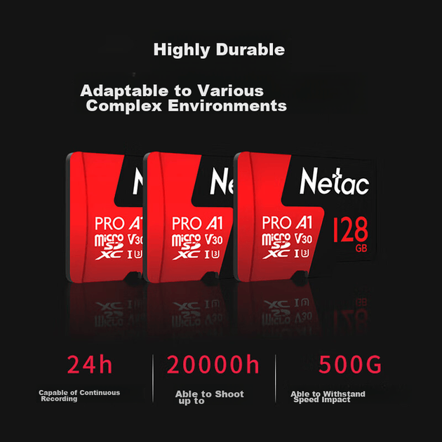 Карта памяти Netac P500 Supreme PRO Series microSDXC 128GB UHS-I U3 V30 A1 - изображение 3