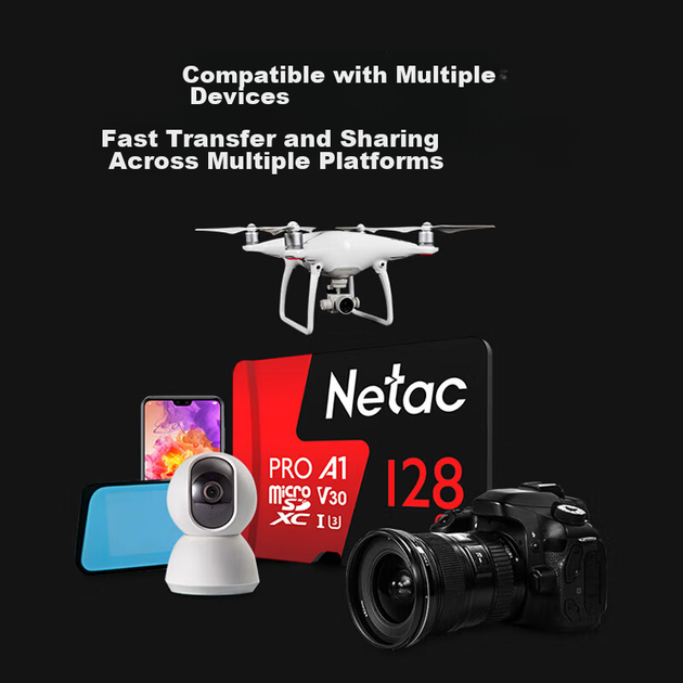 Карта памяти Netac P500 Supreme PRO Series microSDXC 128GB UHS-I U3 V30 A1 - изображение 5