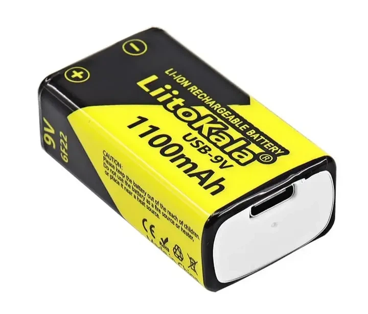 Акумулятор крона LiitoKala Li-Ion 9V 1100mAh, зарядка від USB Type-C - изображение 9