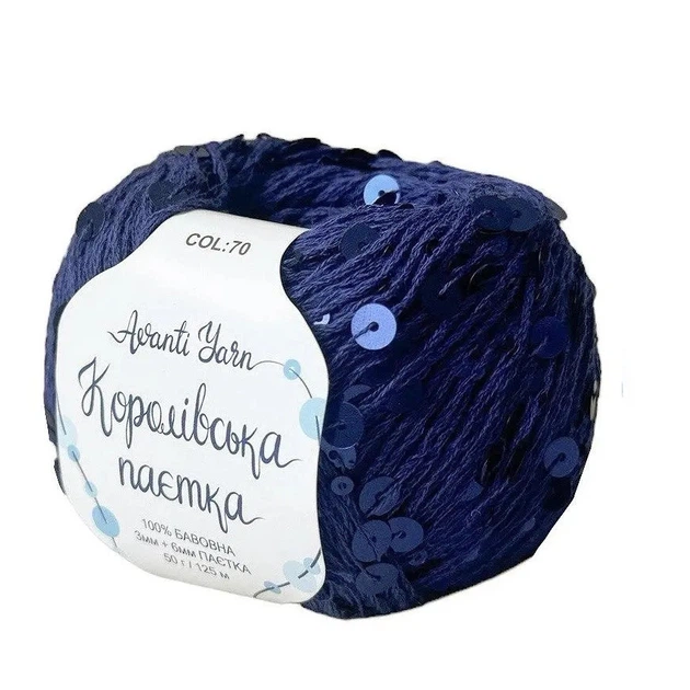 Пряжа Avanti Королівська Паєтка 50г 125м Синій паєтка в тон №70 - изображение 3