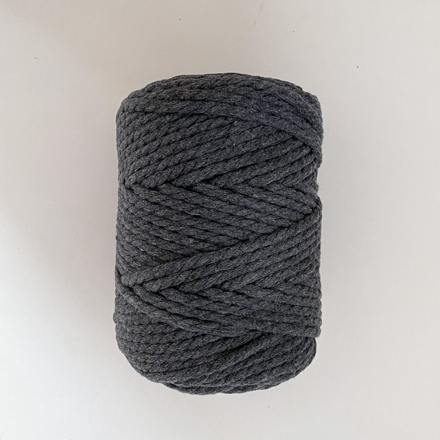 Шнур кручений для макраме YarnArt macrame rope 5мм темно-сірий 500г (№758) - изображение 4