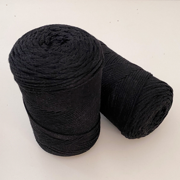 Шнур плетений YarnArt macrame cotton 2мм чорний (№750) - Фото 2 Шнур плетений YarnArt macrame cotton 2мм чорний (№750) - изображение 2