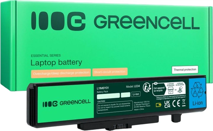 Акумулятор Green Cell LE34 L11M6Y01 для Lenovo G480/G500/G505/G510/G580A/G700/G710/G580/G585 11.1 V 4400 mAh (LE34) - зображення 2
