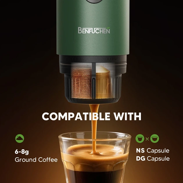 Портативная кофеварка iCafilas Espresso Maker 19 Bar с нагреванием Зеленая - изображение 8