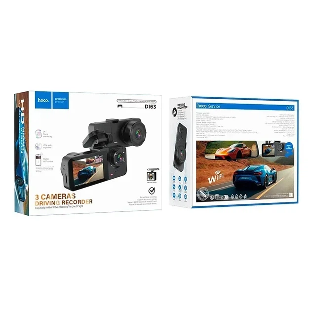 Відеореєстратор Hoco DI63, 3 камери, WiFi, 150mAh, black - зображення 8