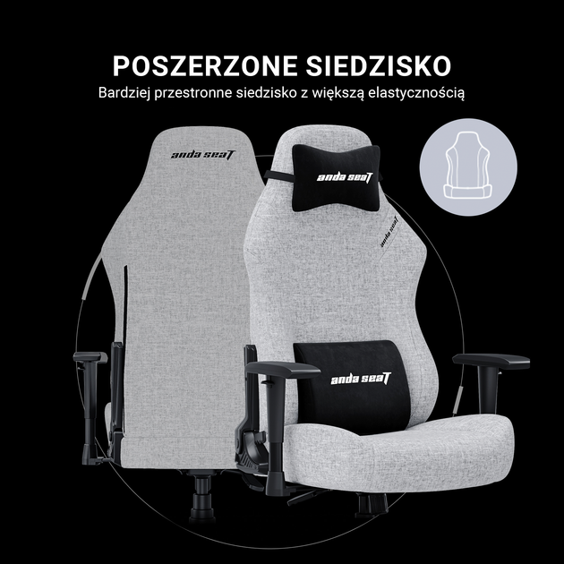 Крісло ігрове Anda Seat Luna Size L Fabric Grey (AD18-44-G-F) - Фото 13 Крісло ігрове Anda Seat Luna Size L Fabric Grey (AD18-44-G-F) - зображення 13