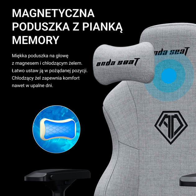 Крісло ігрове Anda Seat Phantom 3 Pro Size L Fabric Grey (AD18YC-06-G-F) - Фото 13 Крісло ігрове Anda Seat Phantom 3 Pro Size L Fabric Grey (AD18YC-06-G-F) - зображення 13