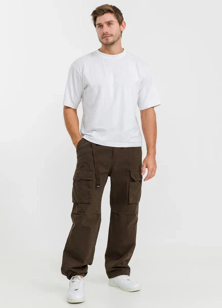 Штаны Карго Baggy с ремнем в поясе коричневые 3XL - изображение 6