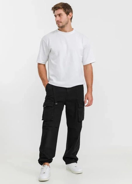 Штаны Карго Baggy с ремнем в поясе черные XL-2XL - Фото 1 Штаны Карго Baggy с ремнем в поясе черные XL-2XL - изображение 1