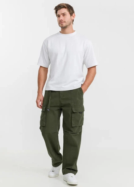 Штаны Карго Baggy с ремнем в поясе зеленые XL-2XL - изображение 8