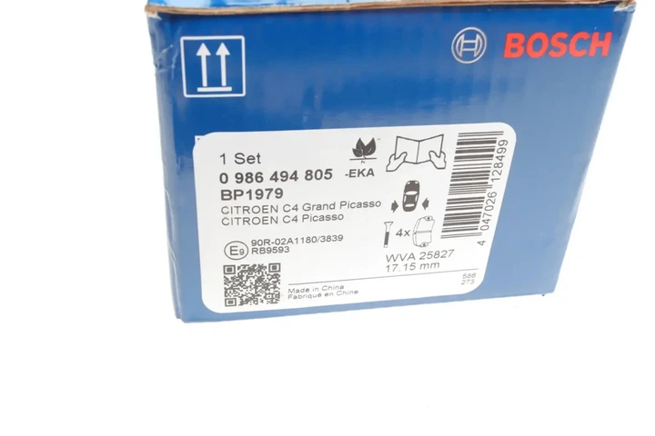 Комплект гальмівних колодок BOSCH 0986494805 Peugeot 308, 3008; Citroen C4; Opel Grandland X 1647874380, 1609000980, 1619791280 - Фото 14 Комплект гальмівних колодок BOSCH 0986494805 Peugeot 308, 3008; Citroen C4; Opel Grandland X 1647874380, 1609000980, 1619791280 - изображение 14