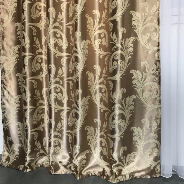 Шторы велюр блекаут вензель ALBO кофейные 150×270 см, комплект 2 шт. (SH-202-5) - изображение 2