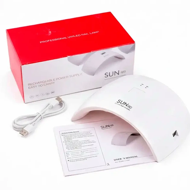 Сенсорна портативна UV LED лампа 24Вт 210х120х80 мм USB біла для нігтів Sun 9C - Фото 8 Сенсорна портативна UV LED лампа 24Вт 210х120х80 мм USB біла для нігтів Sun 9C - зображення 8