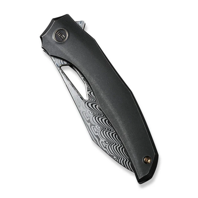 Ніж складаний туристичний WE Knife Ignio Mystery Box Ignio Mystery Box, (8.39 см) Damasteel (Hakkapella) / 6AL4V Titanium чорний - зображення 6