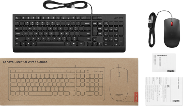 Комплект дротовий Lenovo Essential Wired Combo Keyboard and Mouse USB Black (4X31R64400) - зображення 2