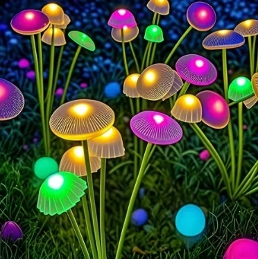 Садовий світильник на сонячній батареї "Грибочки", 70 см, RGB LED / Вуличний садовий ліхтар - зображення 5