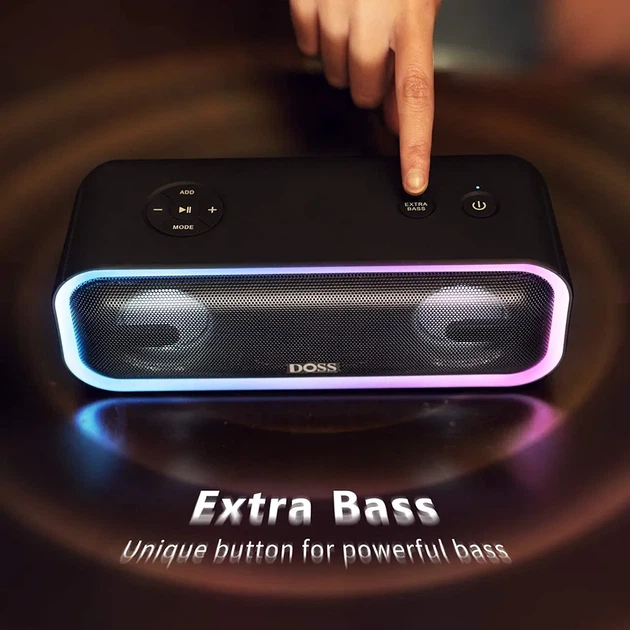 Бездротова колонка DOSS SoundBox Pro+ Bluetooth, 24 Вт стерео, потужний бас, IPX6, 15 годин, світлові ефекти - зображення 2