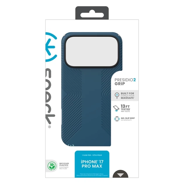 Чехол Speck Presidio2 Grip для iPhone 17 Pro Max Deep Sea/Silver Metallic with MagSafe (150985-3261) - Фото 11 Чехол Speck Presidio2 Grip для iPhone 17 Pro Max Deep Sea/Silver Metallic with MagSafe (150985-3261) - изображение 11