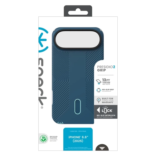 Чехол Speck Presidio2 Grip ClickLock для iPhone 17 Air Deep Sea / Silver Metallic / Spell Blue with MagSafe (150968-3261) - Фото 10 Чехол Speck Presidio2 Grip ClickLock для iPhone 17 Air Deep Sea / Silver Metallic / Spell Blue with MagSafe (150968-3261) - изображение 10