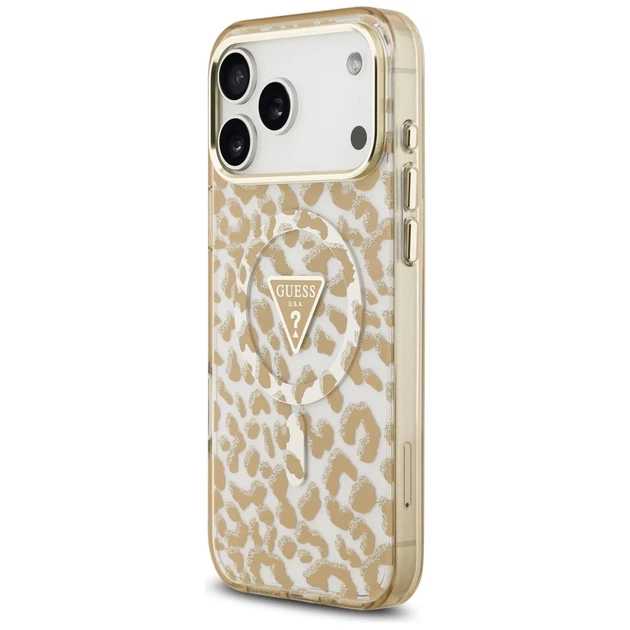 Чохол Guess Leopard Glitter для iPhone 17 Pro Max Brown with MagSafe (GUHMP17XHLEGTGLW) - зображення 2