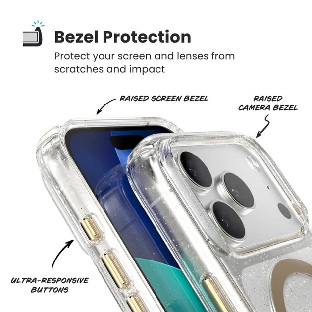 Чехол Speck Presidio Lux для iPhone 17 Pro Glitter / Gold Metallic with MagSafe (150978-9221) - изображение 4