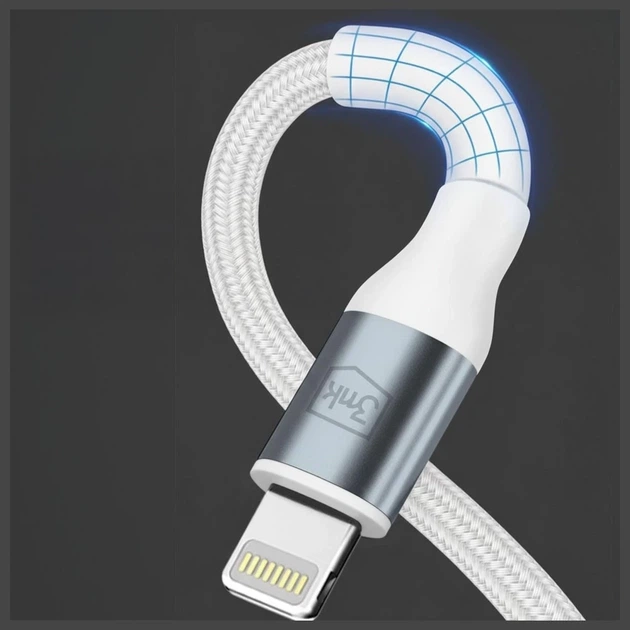 Кабель 3mk Hyper Cable N-Series USB-C to Lightning 1m White (5903108680240) - Фото 4 Кабель 3mk Hyper Cable N-Series USB-C to Lightning 1m White (5903108680240) - зображення 4