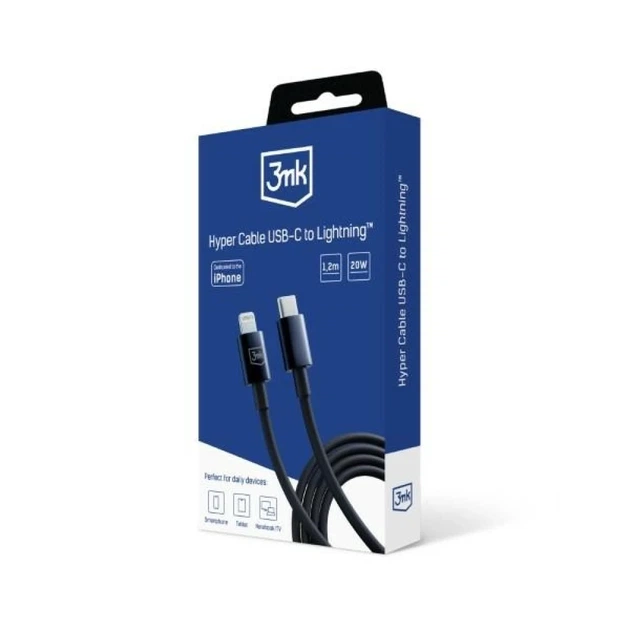 Кабель 3mk Hyper Cable USB-C - Lightning 20W 1.2m Black (5903108541206) - изображение 9