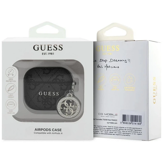 Чохол для навушників Guess 4G Strass Charm для AirPods 4 Black (GUA4P4E4CDK) - зображення 3