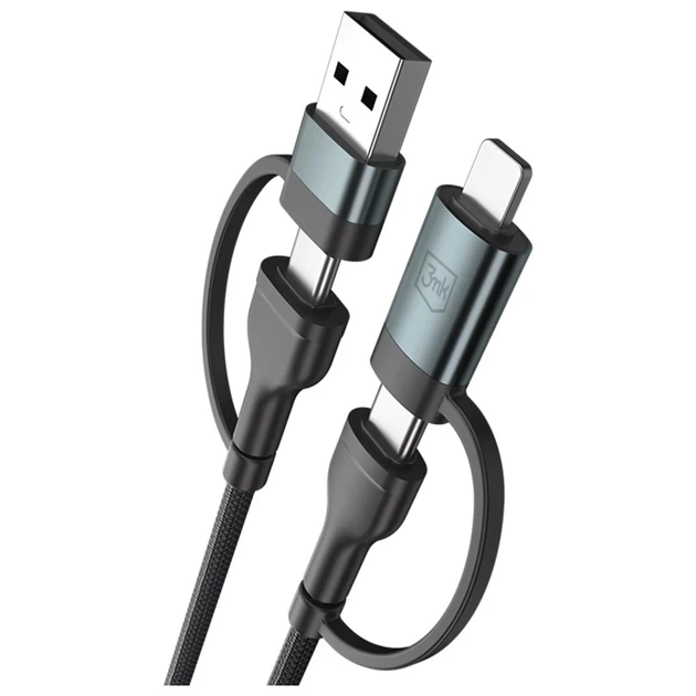Кабель 3mk Hyper Cable N-Series USB-A/USB-C to USB-C/Lightning 1.2m (5903108680363) - изображение 2