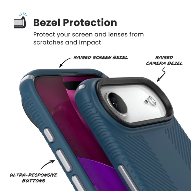 Чехол Speck Presidio2 Grip для iPhone 17 Air Deep Sea / Silver Metallic / Spell Blue with MagSafe (150967-3261) - изображение 4