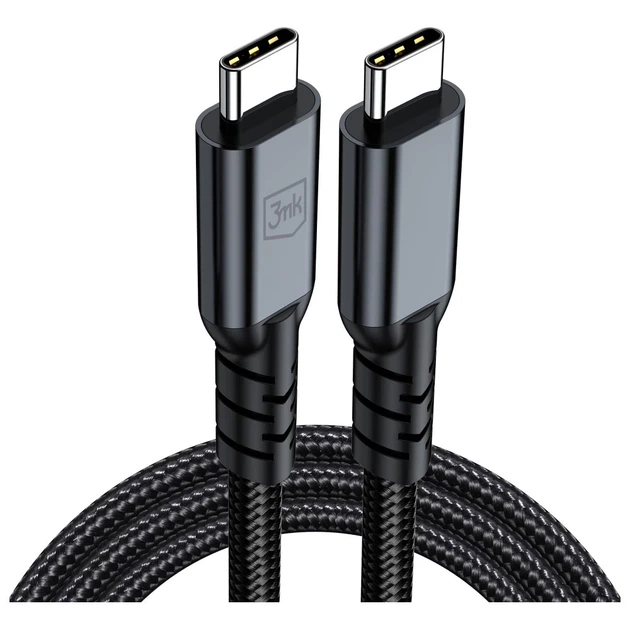 Кабель 3MK Hyper Cable N-SERIES USB-C Thunderbolt 4 1m 48V/5A 40Gb/s 240W 8K60Hz Black (5903108682008) - Фото 2 Кабель 3MK Hyper Cable N-SERIES USB-C Thunderbolt 4 1m 48V/5A 40Gb/s 240W 8K60Hz Black (5903108682008) - изображение 2