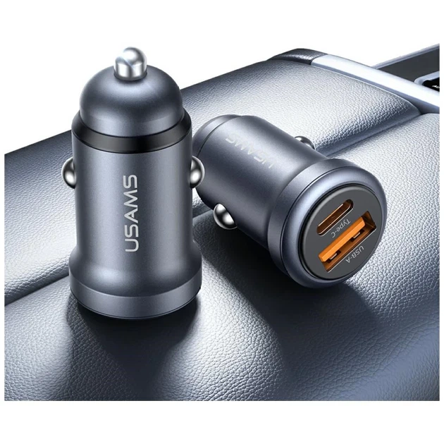 Автомобильное зарядное устройство Usams CC322 30W USB-A USB-C Tarnish (CC322CC01) - изображение 3