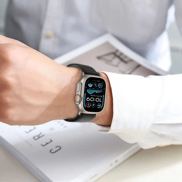 Ремешок Tech-Protect Nylon Stripe для Apple Watch Ultra 3/2/1 49 mm | Series 11/10 46 mm | Series 9/8/7/6/5/4/SE 45 mm | 44 mm Crayon Grey (5906302370 - изображение 5