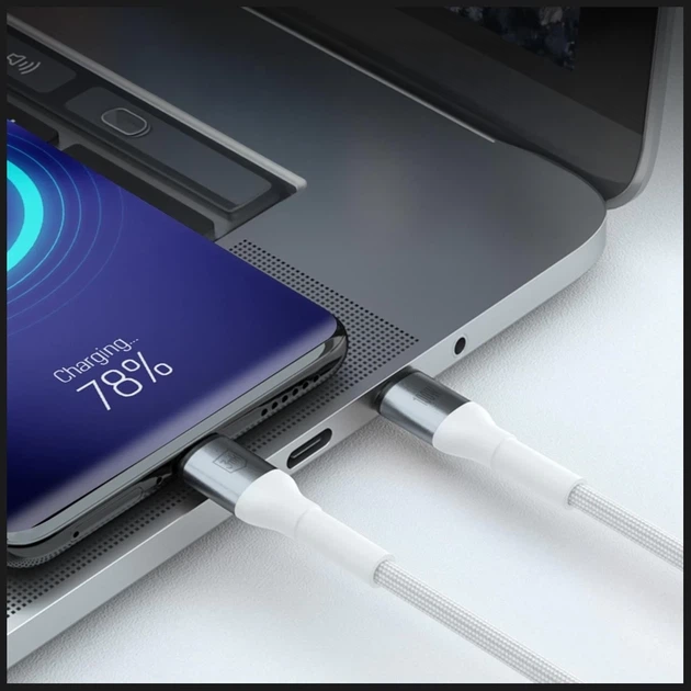 Кабель 3mk Hyper Cable N-SERIES USB-C to USB-C 2m PD 3.0 QC 3.0 20V/5A 100W Белый (5903108740760) - изображение 2