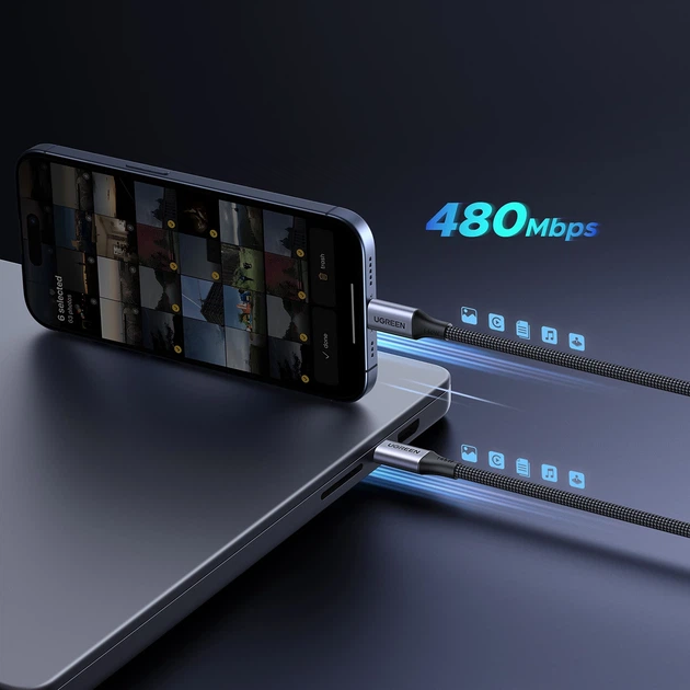 Кабель Ugreen 2в1 USB-C - 2xUSB-C PD 140W 2m Black (75733) - Фото 14 Кабель Ugreen 2в1 USB-C - 2xUSB-C PD 140W 2m Black (75733) - зображення 14