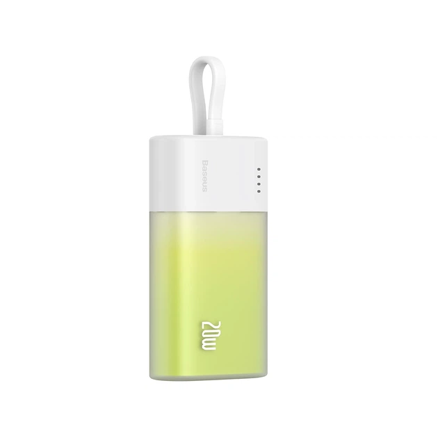 Портативний зарядний пристрій Baseus Popsicle 5200mAh 20W with Built-In Lightning Cable/USB-C to USB-C Cable White Green (P10055601613-00) - зображення 5