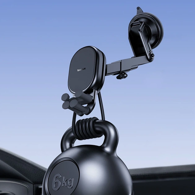 Автотримач Baseus Stable з бездротовою зарядкою 15W гравітаційний з присоскою чорний (6932172662615) - зображення 12