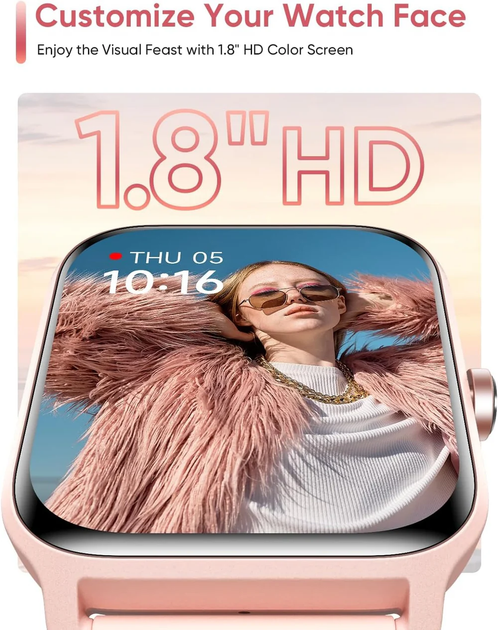 Жіночий розумний годинник IDW13, 1,8-дюймовий HD-екран, Alexa, Bluetooth-дзвінки Рожевий - Фото 3 Жіночий розумний годинник IDW13, 1,8-дюймовий HD-екран, Alexa, Bluetooth-дзвінки Рожевий - зображення 3