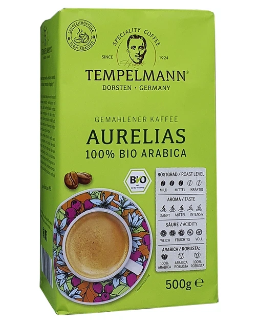 Кофе молотый Tempelmann Aurelias 500 г 100% био арабика, среднее обжаривание, средний помол - изображение 2